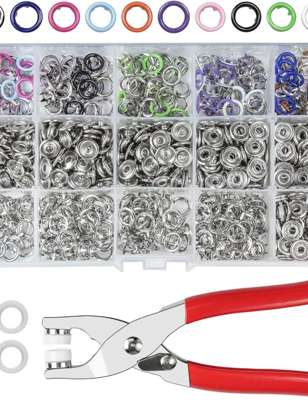 Craftsmanship DIY 200 Sets Metal Snaps Buttons with Fastener Pliers Press Tool K